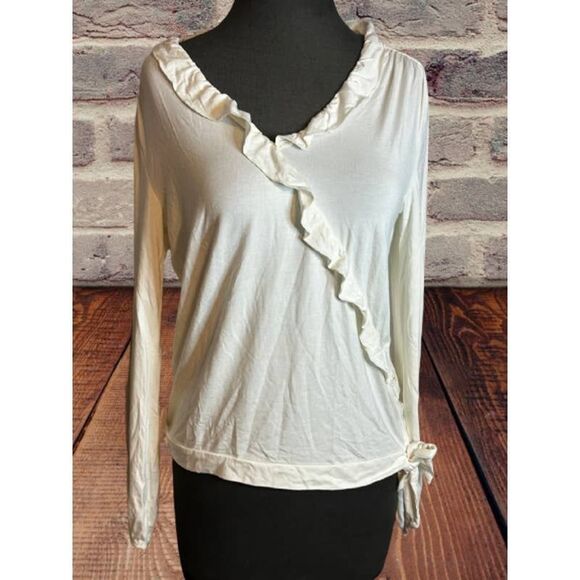 J. Crew Tops - J. Crew Mercantile | Ivory Ruffle-Trim Wrap Top - Size Small